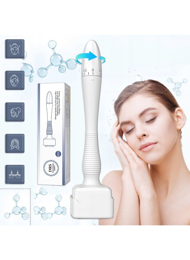 Derma Stamp Adjustable Pen 0–3mm with 140 Titanium Needles for Face, Skin, Scalp, and Body – Precise Handheld Microneedling Tool to Stimulate Collagen Production, Reduce Wrinkles, Acne Scars, Skin Indentations, Improve Skin Elasticity and Cell Renewal, Pen Design for Accurate Control in Different Areas, Suitable for Home and Professional Use, Ideal for Face, Scalp, Beard, and Full Body, Multi-Functional Microneedling Device for Healthy, Natural-Looking Skin - Image 1