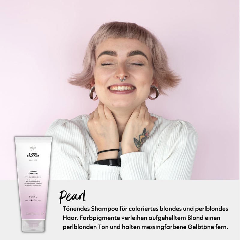 FOUR REASONS Pearl Blonde Hair Toner & Color Depositing Shampoo - Sulfate Free, Vegan, Color Treated Hair, 8.45 Fl Oz (Pearl) - Image 2
