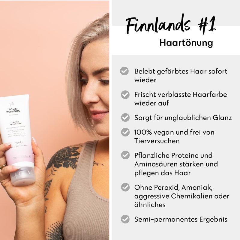 FOUR REASONS Pearl Blonde Hair Toner & Color Depositing Shampoo - Sulfate Free, Vegan, Color Treated Hair, 8.45 Fl Oz (Pearl) - Image 4