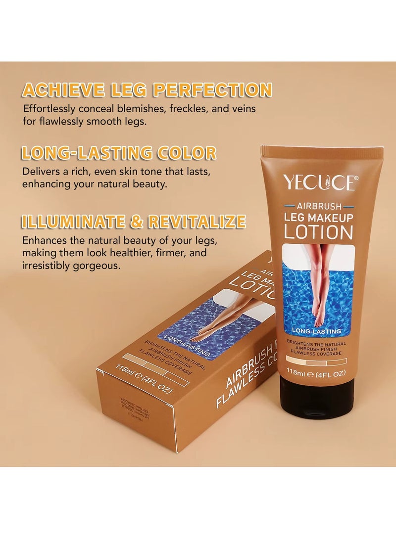 Yecuce - 118ml Airbrush Leg Makeup Lotion Effect Leg Makeup Moisturize Light Leg Makeup Waterproof No Transfer Long Lasting Leg Skin Makeup Cover Cover Leg Scar Varicose Veins and Tattoo Cover Up Makeup Cream Fairest Glow 02 - Image 1
