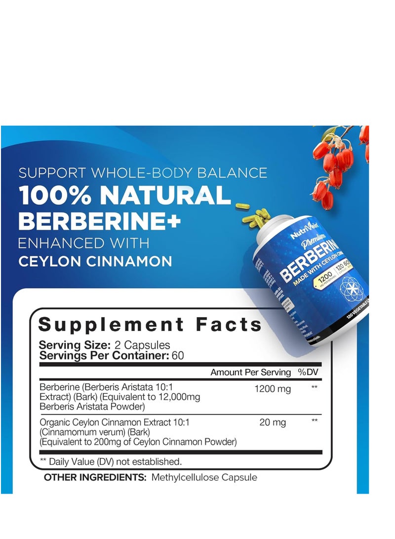 نيوتريفين بربارين هيدروكلوريد ١٢٠٠ ملغ مع قرفة سيلان ١٢٠ كبسولة ٦٠ حصة - Image 2