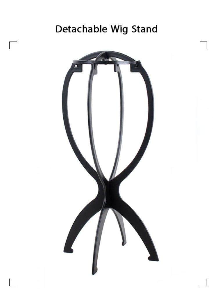 Ssovi 3 Pack Tall Wig Stands for Multiple Wigs, 36cm Portable Detachable Wig Holder, Thicker Sturdy Plastic Collapsible Wig Display Stand for Travel & Salon - Black - Image 2