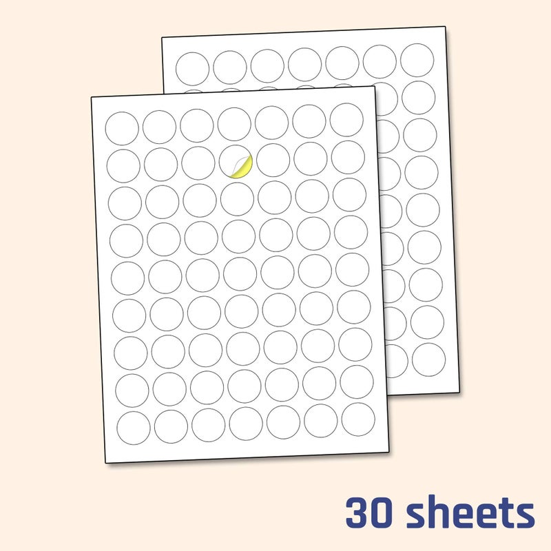 TownStix 1" Round Matte White Sticker Label, Laser/Inkjet Printing - Letter Size, 30 Sheets - Image 5