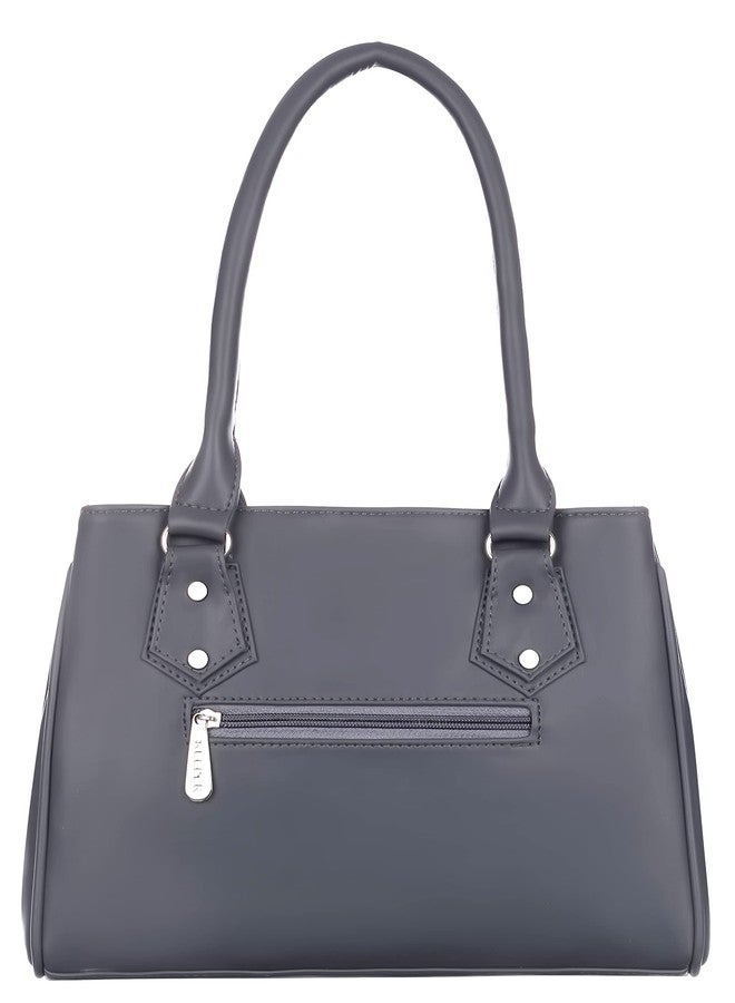 creeper Women’s PU Leather Top Handle Handbag | Stylish Shoulder Purse for Girls & Ladies | Large Capacity Multi-Pocket Tote Bag for Office, College, Travel & Daily Use (Grey) - Image 5