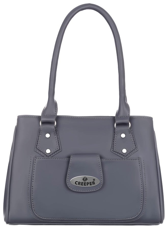 creeper Women’s PU Leather Top Handle Handbag | Stylish Shoulder Purse for Girls & Ladies | Large Capacity Multi-Pocket Tote Bag for Office, College, Travel & Daily Use (Grey) - Image 1
