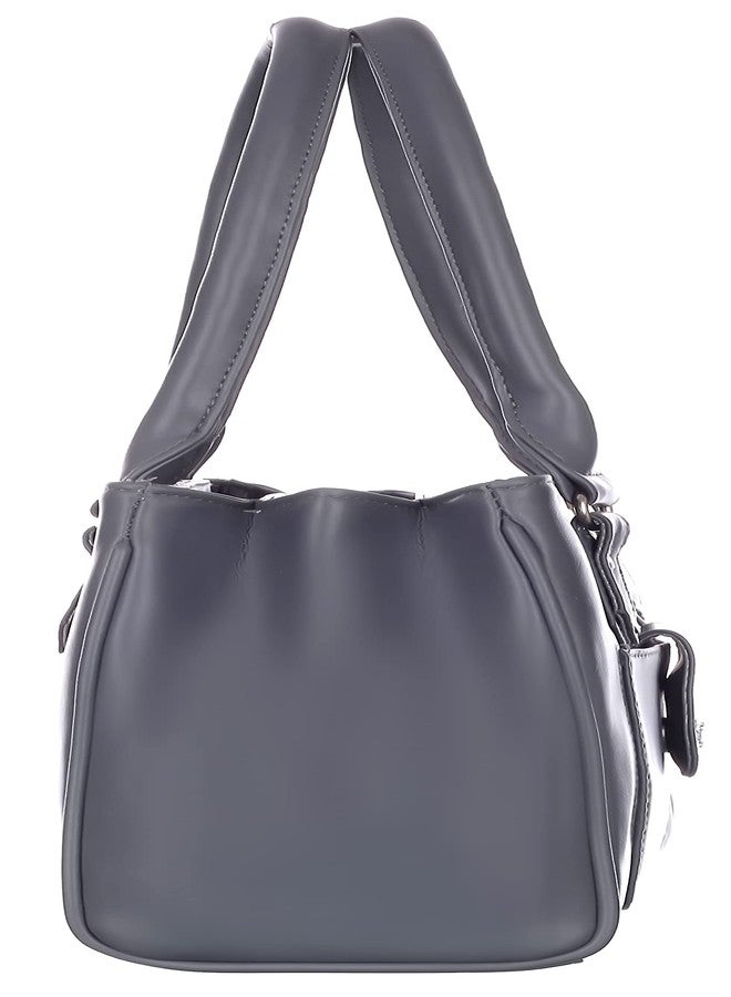 creeper Women’s PU Leather Top Handle Handbag | Stylish Shoulder Purse for Girls & Ladies | Large Capacity Multi-Pocket Tote Bag for Office, College, Travel & Daily Use (Grey) - Image 4