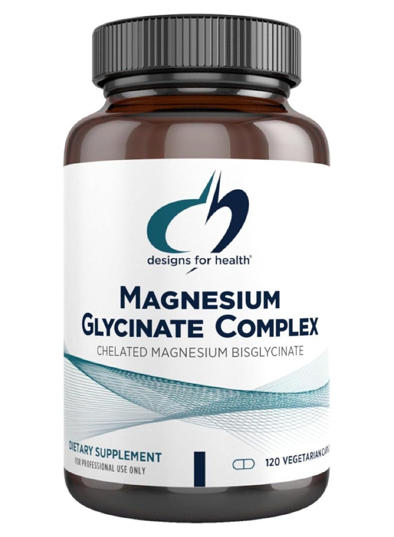 designs for health Magnesium Glycinate Complex - Chelated Bisglycinate + High Absorption Oxide for Heart, Muscle, Bone Health, Immune Support, Energy Production (120 Capsules) - Image 1