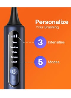 Bitvae Bitvae Smart S3 Sonic Electric Toothbrush for Adults, 180-Day Battery Life Rechargeable Electric Power Toothbrush with Pressure Sensor, Electric Toothbrush with 4 Brush Heads, Travel Case, Dark Blue  - Image 3