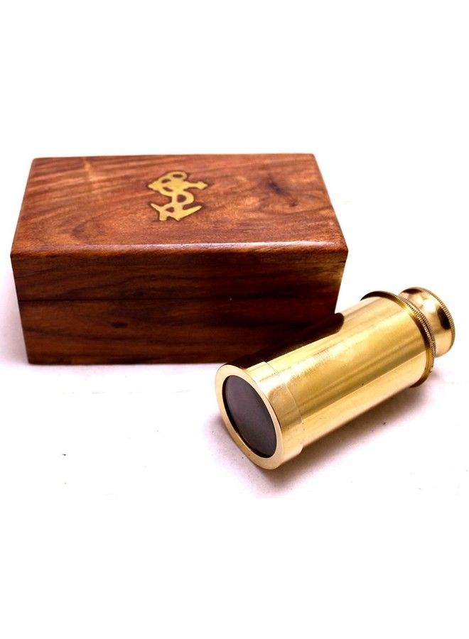 NAUTICALMART Captains 6" Brass Handheld Mini Telescope With Wooden Box Nautical Collectibles - Image 3