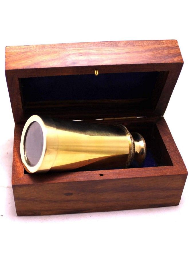 NAUTICALMART Captains 6" Brass Handheld Mini Telescope With Wooden Box Nautical Collectibles - Image 4