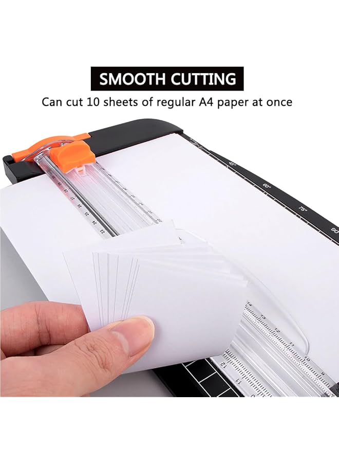 ORiTi A4 Paper Cutter 38Cm Paper Cutting Board Guillotine With Automatic Security Safeguard And Side Ruler For Cutting Card Stock Coupon Label Photo And Crafts Project Black - Image 4