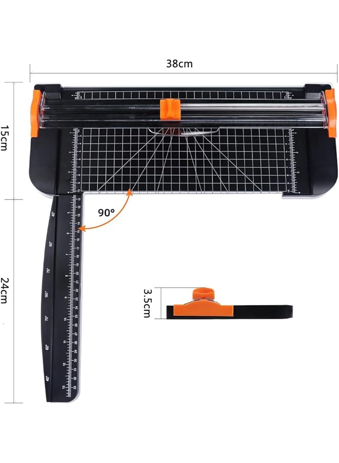ORiTi A4 Paper Cutter 38Cm Paper Cutting Board Guillotine With Automatic Security Safeguard And Side Ruler For Cutting Card Stock Coupon Label Photo And Crafts Project Black - Image 2