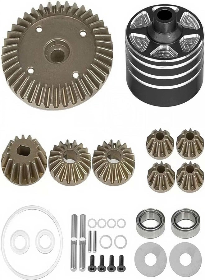 RCJTCQX Aluminum Differential Case & Gear Set 22049 39T for Tamiya XV02 TT02 MB01 BT01 XM04 1/10 RC Car Upgrade Parts Accessories(Blck) - Image 1