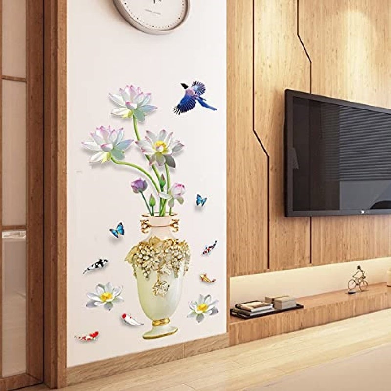 JAAMSO ROYALS JAAMSO ROYALS Lotus 3D Vase Self Adhesive Decorative Wallsticker 60 CM X 90 CM  - Image 5