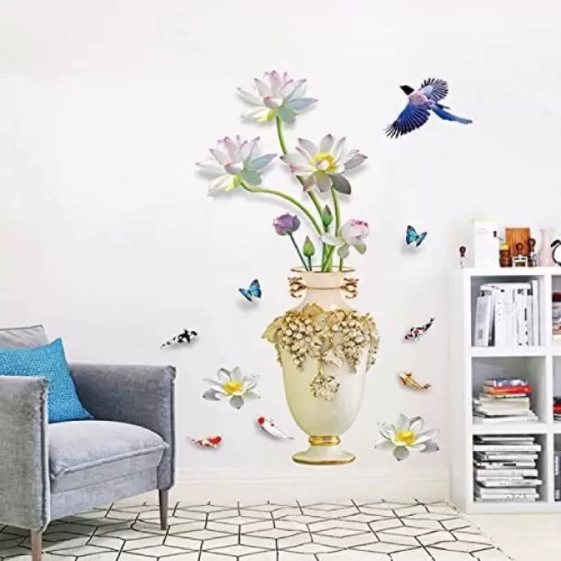 JAAMSO ROYALS JAAMSO ROYALS Lotus 3D Vase Self Adhesive Decorative Wallsticker 60 CM X 90 CM  - Image 4