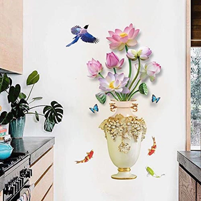 JAAMSO ROYALS JAAMSO ROYALS Lotus 3D Vase Self Adhesive Decorative Wallsticker 60 CM X 90 CM  - Image 3