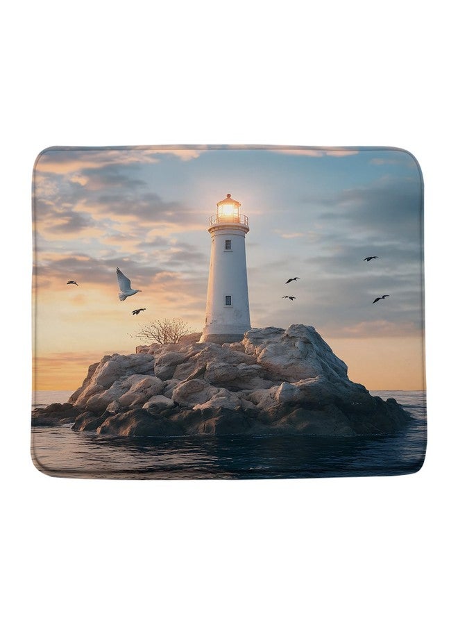 YSATNSFT Lighthouse Bath Mat Nautical Coastal Seagull Ocean Island Sunset Seaside Seascape Bathroom Bathtub Floor Rugs Doormat Toilet Decor,18 x 30 in - Image 2