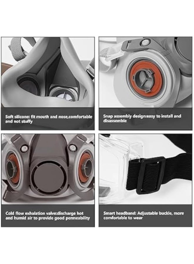 Respirator Mask, Reusable Respirator, Half Face Cover Mask with Safety Glass for Painting, Organic Vapor, Welding, Polishing, Woodworking and Other Protection - Image 3