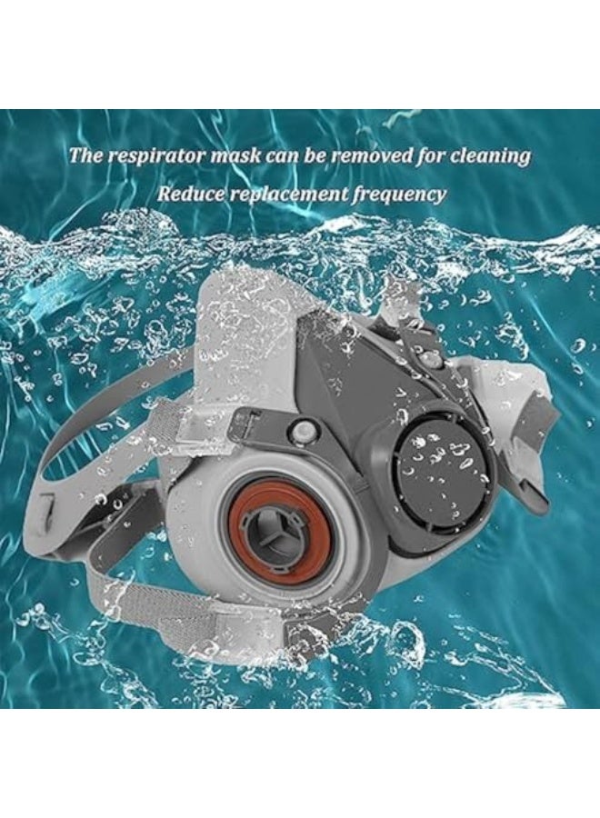 Respirator Mask, Reusable Respirator, Half Face Cover Mask with Safety Glass for Painting, Organic Vapor, Welding, Polishing, Woodworking and Other Protection - Image 4