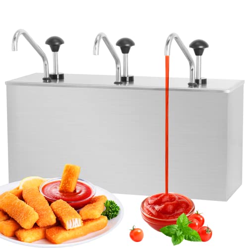 Saladulce Condiment Pump Station Stainless Sauce Pump Dispenser 11Quart Ketchup Dispenser Pumps 