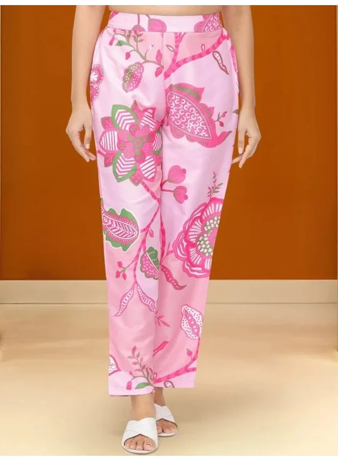 Ishin  Women'S Pink Polyester Blend Embellished Tunic Full Length Pleat Front Straight Fit Kurta Set for Women | Best Price UAE
