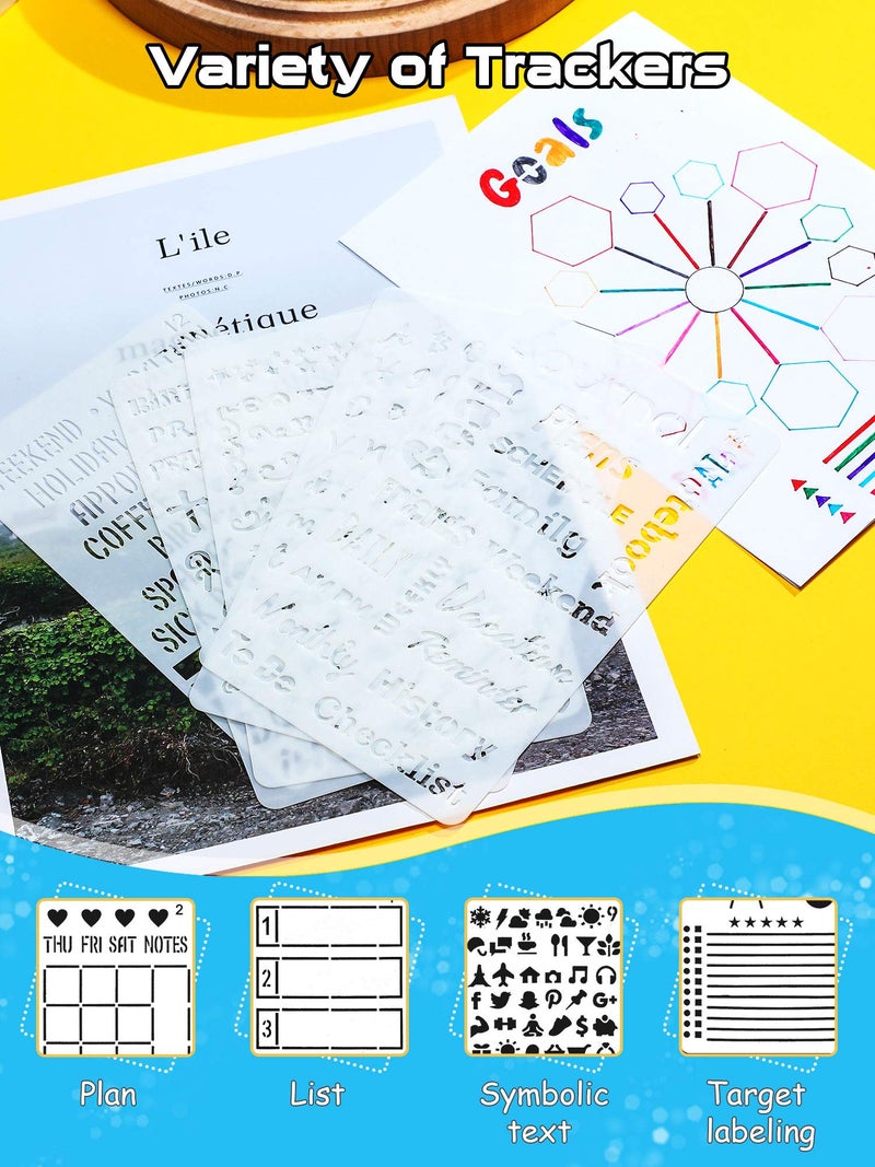 Tenare 30 Pcs Journal Stencils Supplies Planner Bullet Stencils Plastic Stencils DIY Drawing Templates Set for Journaling Notebook Scrapbook Cards Decorations, 4 x 7 Inch (Adorable Style) - Image 3