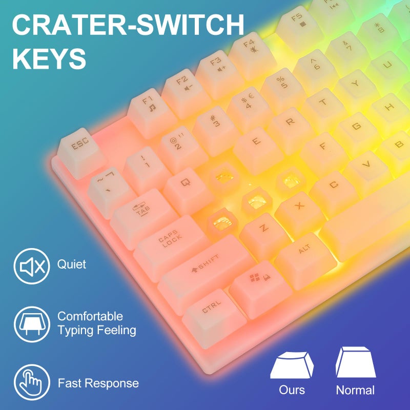 CHONCHOW LED Keyboard and Mouse, 104 Keys Rainbow Backlit Keyboard and 7 Color RGB Mouse, White Gaming Keyboard and Mouse Combo for PC Laptop Xbox PS4 Gamers and Work - Image 2