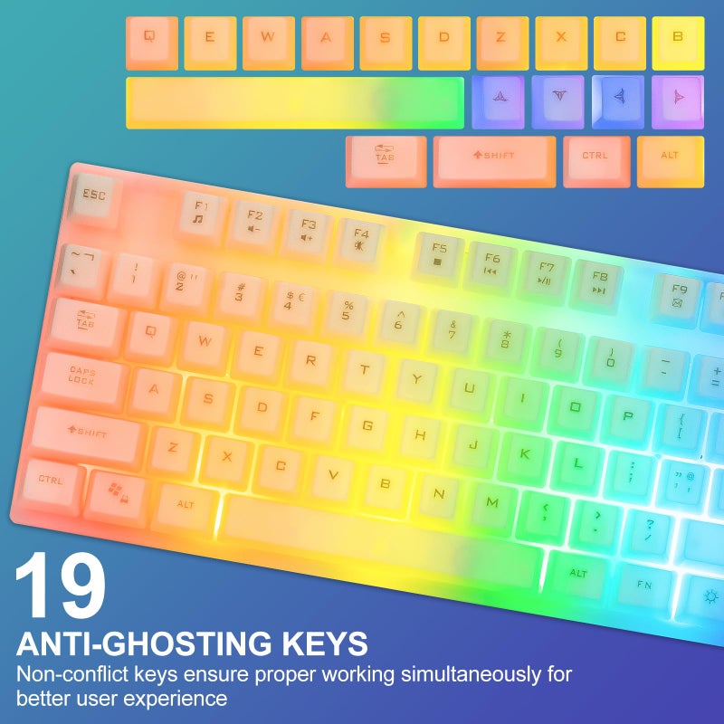 CHONCHOW LED Keyboard and Mouse, 104 Keys Rainbow Backlit Keyboard and 7 Color RGB Mouse, White Gaming Keyboard and Mouse Combo for PC Laptop Xbox PS4 Gamers and Work - Image 5