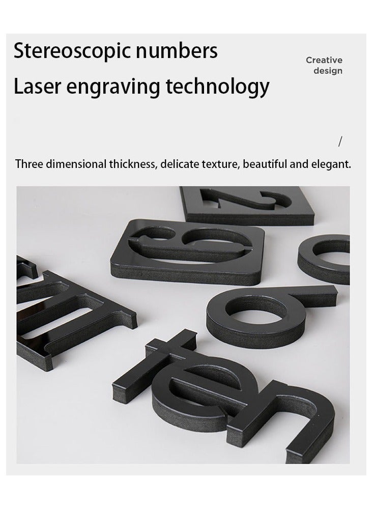 فلوشرينيك ساعة حائط ثلاثية الأبعاد حديثة بدون إطار ملصق ساعة كبير أرقام مرآة أكريليك لزينة المكتب المنزلي ، تصميم ذاتي اللصق ، ملصق الحائط سهل التركيب والإزالة (أسود) - Image 5