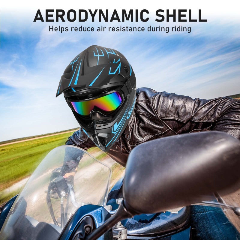 Yesmotor خوذة موتوكروس للأطفال من Yesmotor للدراجات النارية والدراجات الجبلية والدراجات الرباعية مع (قفازات ونظارات وقناع) مجموعة 4 قطع - معتمدة من DOT (أحمر، M) - Image 5