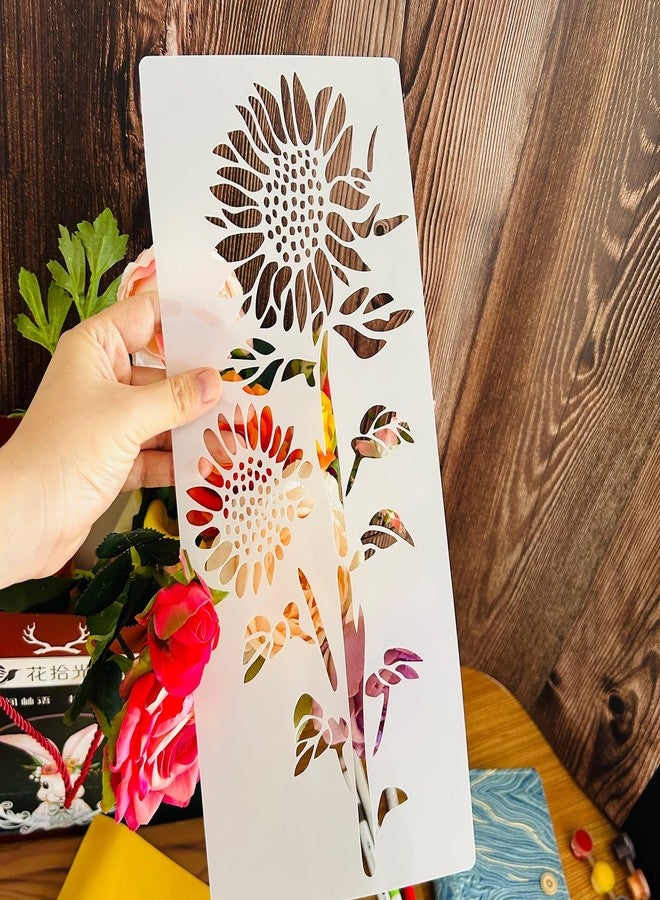 Felixcraft Large Flower Stencils for Painting, 6PCS 11.8 x 5.9 Inch Reusable Stencils for Furniture, Fence, Walls, and Windows Decoration - Image 2