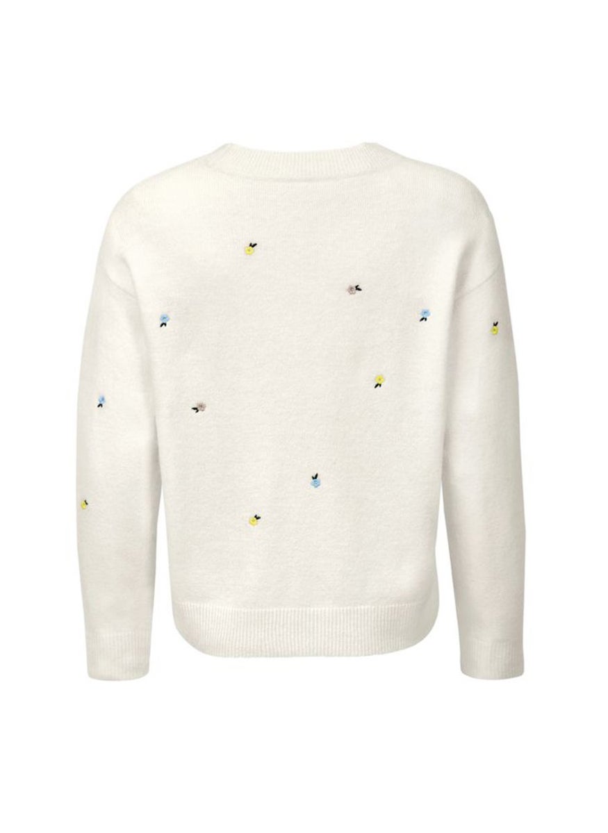 Tchibo Women Embroidered Long Sleeve Sweater, Ivory  - Image 2