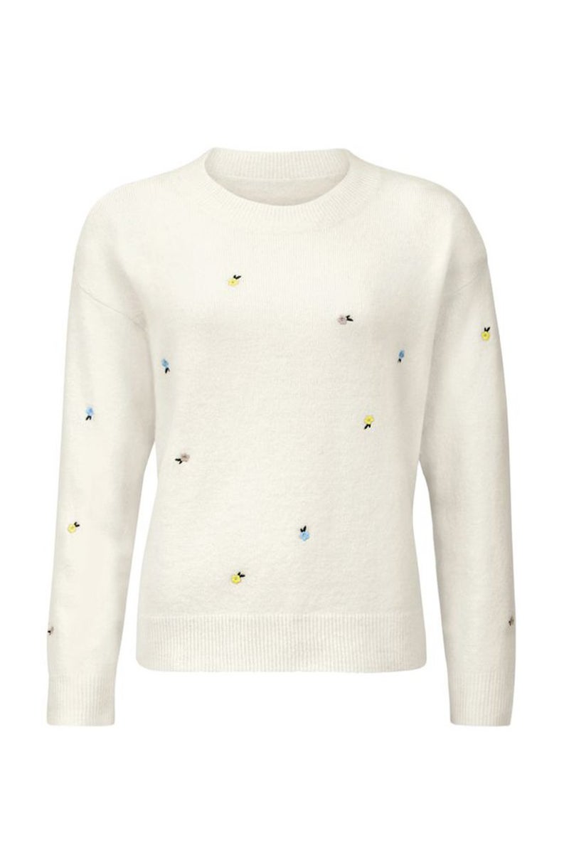 Tchibo سويت شيرت نسائي مزخرف بأكمام طويلة، عاجي - Image 1