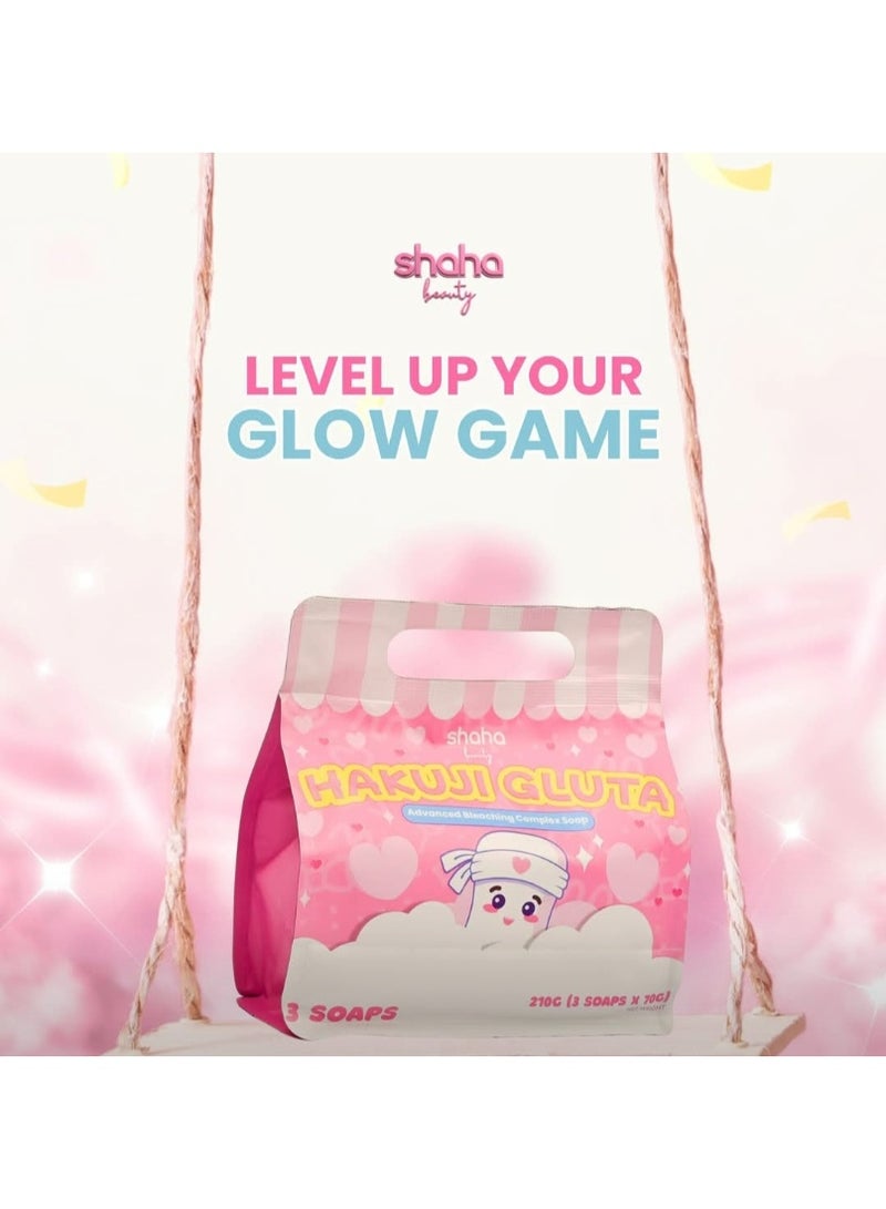 SHAHA Hakuji Gluta Skin Care Set: Whitening Soap & Whipped Bleaching Cream (Marshmallow Scent). - Image 2