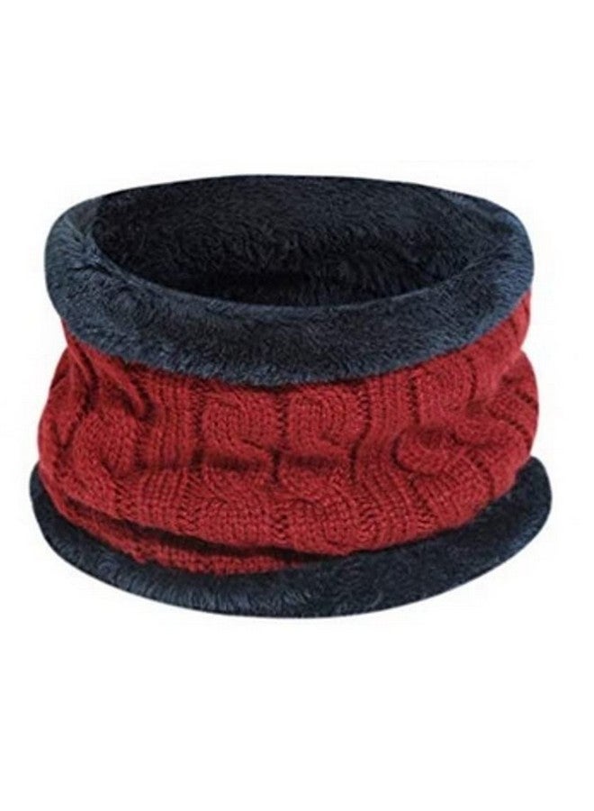 Alexvyan Alexvyan Winter Neck Scarf Soft Warm Snow Proof Knitted (Inside Fur) Woolen Scarf for Women Girl Boys Man (Red) 
