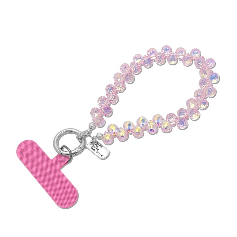 cioatu Cute Phone Wrist Strap Chic Beaded Cellphone Lanyard with Tether Tab Phone Charm Grip Strap for PhoneBag Purses Keys (Pink Crystal) - Image 1