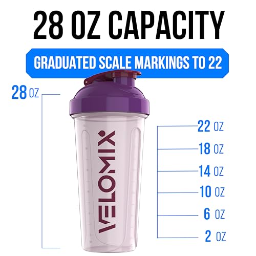 VELOMIX -2 Pack- 28 oz Protein Shaker Bottles for Protein Mixes - 2x Wire Whisk | Leak Proof Shaker Cups for Protein Shakes and Pre Workout | Protein Shaker Bottle Pack (B7) Purple Mix - Image 4