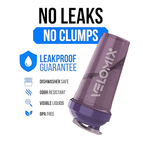 VELOMIX -2 Pack- 28 oz Protein Shaker Bottles for Protein Mixes - 2x Wire Whisk | Leak Proof Shaker Cups for Protein Shakes and Pre Workout | Protein Shaker Bottle Pack (B7) Purple Mix - Image 3