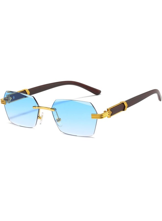 جي سي سي جوو نظارات شمسية بدون إطار بتصميم مستطيل، نظارات شمسية كلاسيكية بدون إطار للجنسين، نظارات شمسية مربعة عصرية بعدسات ملونة - Image 1