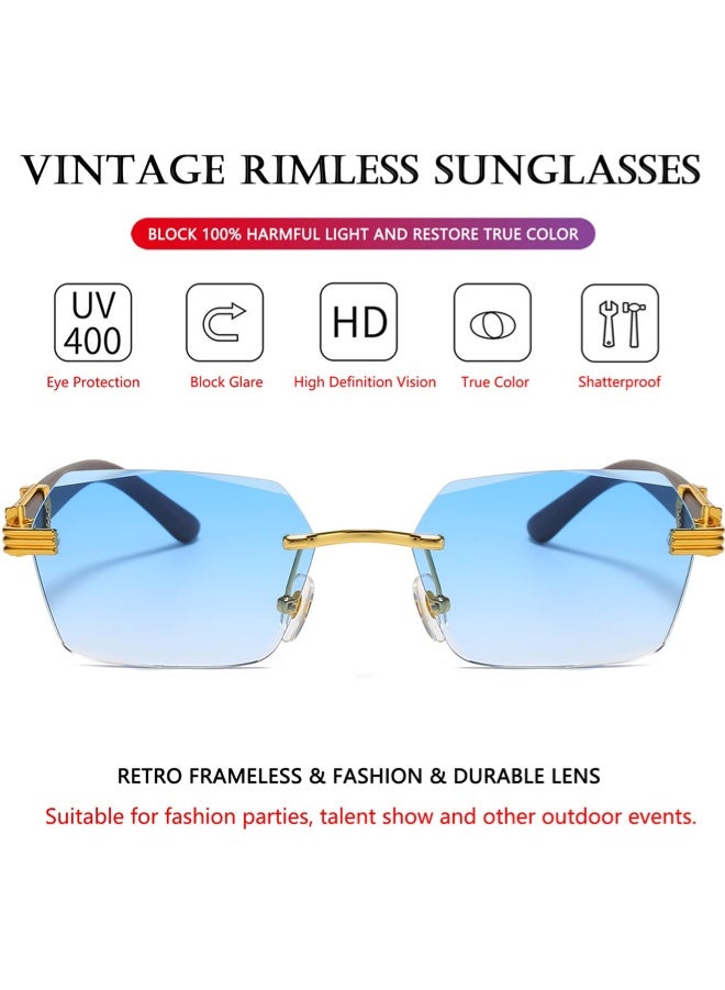 جي سي سي جوو نظارات شمسية بدون إطار بتصميم مستطيل، نظارات شمسية كلاسيكية بدون إطار للجنسين، نظارات شمسية مربعة عصرية بعدسات ملونة - Image 3