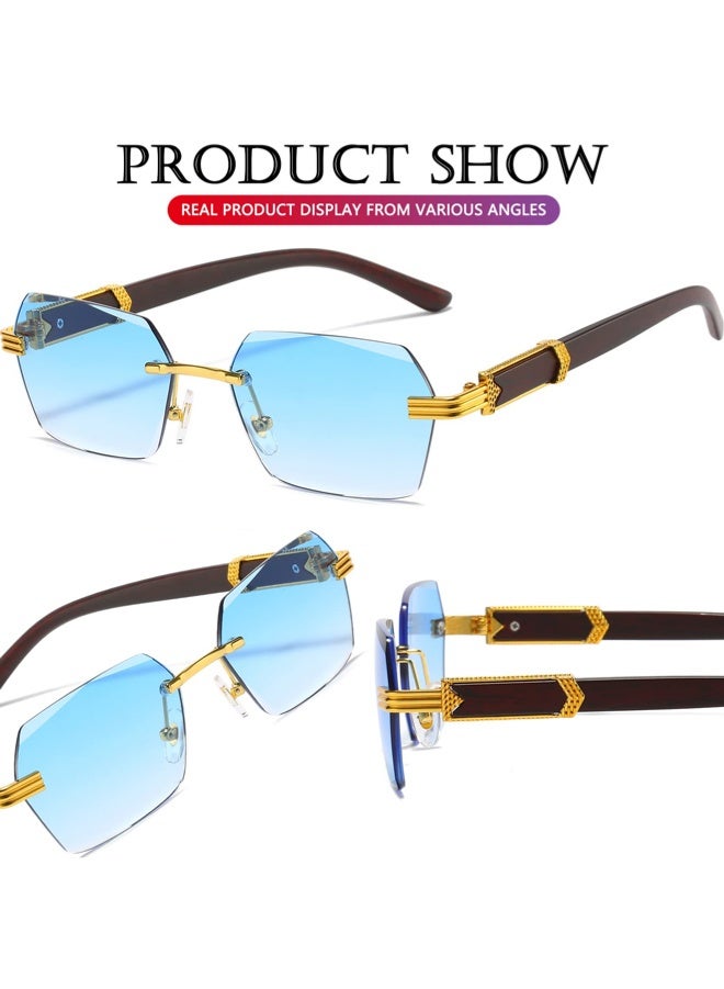 جي سي سي جوو نظارات شمسية بدون إطار بتصميم مستطيل، نظارات شمسية كلاسيكية بدون إطار للجنسين، نظارات شمسية مربعة عصرية بعدسات ملونة - Image 4