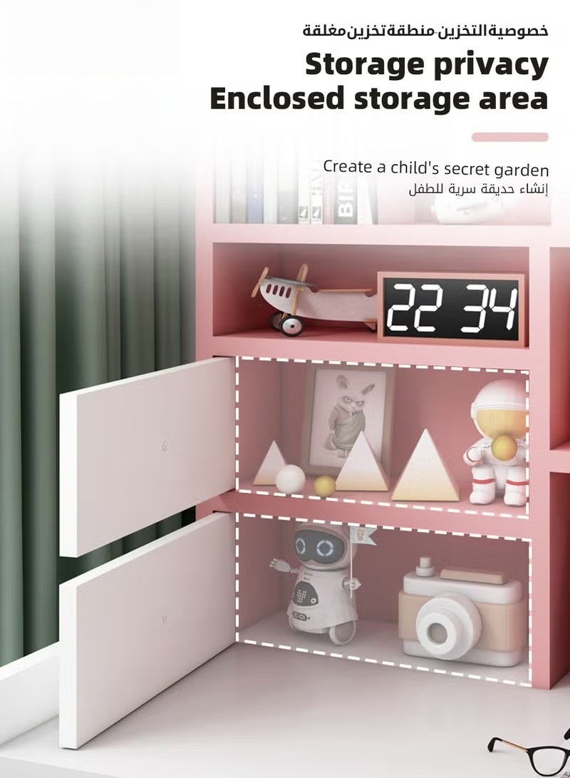 هوكور طاولة أطفال، طاولة دراسة للأطفال، طاولة أطفال فردية قابلة لتعديل الارتفاع، طاولة أنشطة قراءة متعددة الوظائف للأطفال، مع رف كتب متعدد الطبقات ذو سعة كبيرة، مناسب لدراسة كتابة الطلاب، 120 × 150 × 50 سم - Image 5