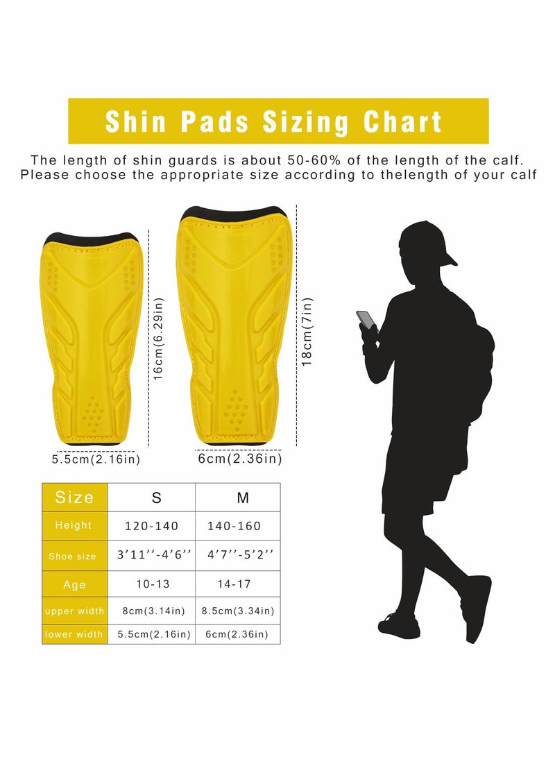 Excefore Football Shin Pads, Sport Soccer Shin Guards with Football Socks, Child Calf Protective Gear for Kids, Boys, Girls Youth (M, Yellow)  - Image 2
