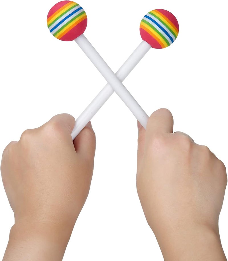Mihey 10 Pieces Drum Sticks for Kids, Rainbow Lollipop Drumsticks Soft Foam Head Beat Toy Percussion Mallets - Image 2