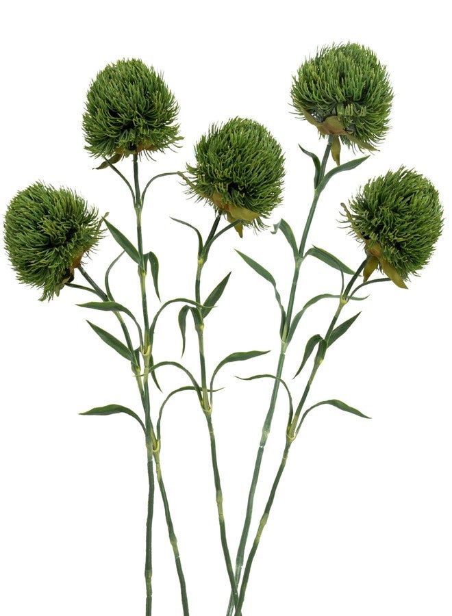 DuHouse 4Pcs Fake Dianthus Artificial Greenery Stem Realistic Green Tricks for Home Kitchen Wedding Courtyard Decoration (Dark Green) - Image 2