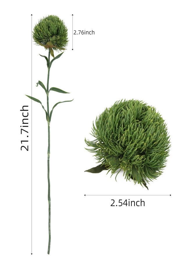 DuHouse 4Pcs Fake Dianthus Artificial Greenery Stem Realistic Green Tricks for Home Kitchen Wedding Courtyard Decoration (Dark Green) - Image 3