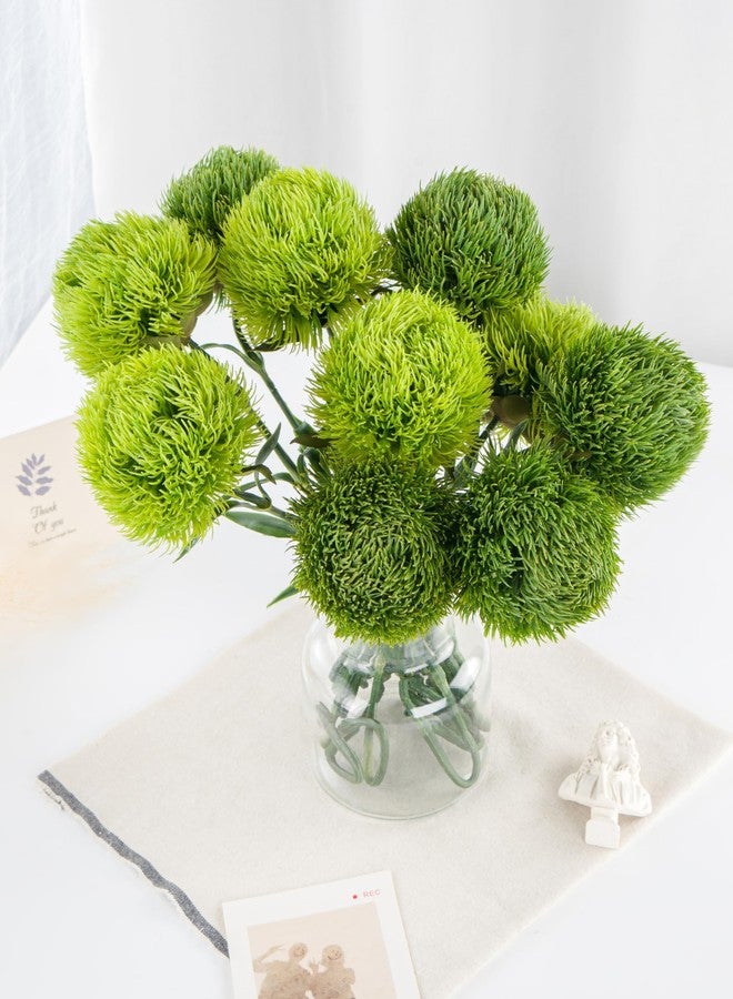 DuHouse 4Pcs Fake Dianthus Artificial Greenery Stem Realistic Green Tricks for Home Kitchen Wedding Courtyard Decoration (Dark Green) - Image 5