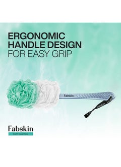 Fabskin Bath Body Brush Loofah For Men & Women With Long Handle | Body Bath Brush | Back Scrubber For Bathing | Made In India (Green)  - Image 3
