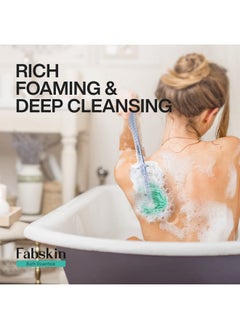 Fabskin Bath Body Brush Loofah For Men & Women With Long Handle | Body Bath Brush | Back Scrubber For Bathing | Made In India (Green)  - Image 4