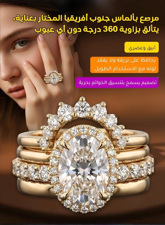 Hilyagems Sunflower-inspired rhinestone ring set for women, 4-piece cubic zirconia ring set. Ideal for formal occasions such as weddings and celebrations, and also makes an excellent gift. Suitable for women, men, teenagers and young girls who appreciate elegant and fashionable jewellery. Rose gold. - Image 2